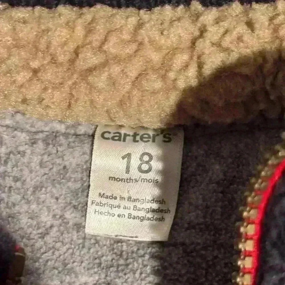 Carter's Boys Red Vest  w Blue Corduroy Collar  Jacket Size 18M - Picture 3 of 3